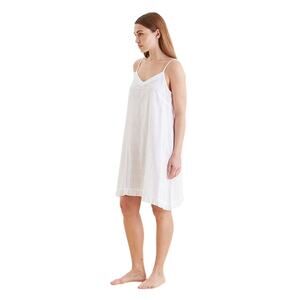 Papinelle Ivy White Organic Cotton Frill Strappy Nightgown Size L